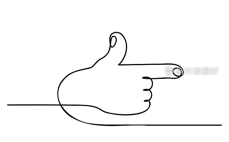 这个手势是一个响指。Sign easy or good, positive。一种连续线条的手绘风格。向量